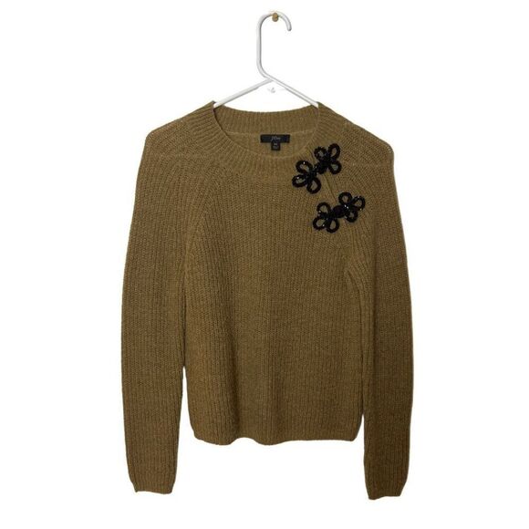J.Crew Womens XS Camel Sweater With Black Embellishments Wool/Alpaca Blend - Picture 1 of 6